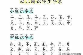 幼儿园小 中大班必认识字表图片