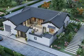 坐东朝西，甘肃农村自建17×16米中式三合院，车库、堂屋全都有图片