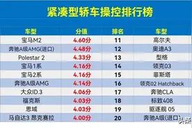 紧凑型轿车操控排行，宝马M2最优，思域第9，高尔夫第11名图片