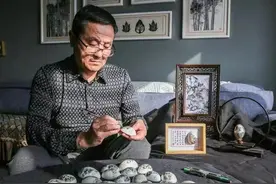 蛋壳为纸，巧手绘出山河美图片
