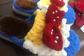 冰条线钩针拖鞋图片