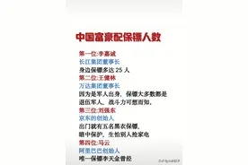 终于有人把中国富豪配保镖人数，整理出来了，收藏看看。图片