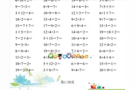 一年级下册数学：20以内口算1600道（连加连减、加减混合）图片