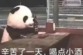 可爱搞笑的表情包：辛苦了一天，喝点小酒图片