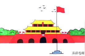 国庆节主题画：卡通简笔画天安门画法，国庆节手抄报必备元素图片