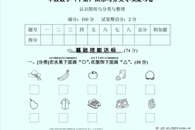 一年级数学（下册）图形与分类专项复习卷，附答案图片