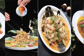 酸辣开胃香芒拌鸡,金汤菌香石斑球,酸辣金汤浸雪花牛肉,金汤酸辣甲鱼裙边...开胃金汤菜例10道图片