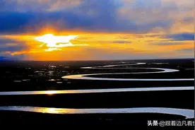 《新疆纪行》美丽的巴音布鲁克草原“九曲十八弯”晚霞图片
