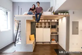 一对90后夫妻的20㎡超小蜗居，卧室抬高2米，下方5个功能区，真牛图片