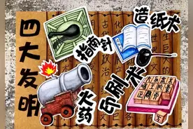 中国古代四大发明：造纸术、印刷术、火药和指南针图片