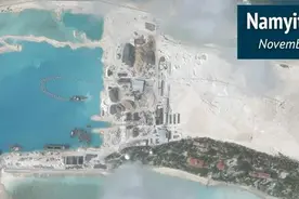 美卫星拍到南海大动静，越南同时在9个岛礁填海，想跟中国比一比图片