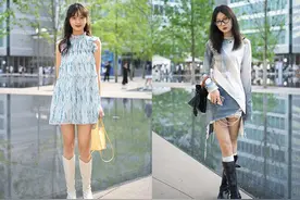 看杭州女生的初夏街拍，才发现：都在穿“裙装+靴子”，时髦显高图片