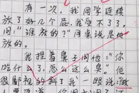 没有一顿打是白挨的，小学生写作文调侃小姨，看完笑出八块腹肌图片