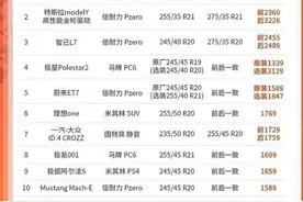 新能源汽车轮胎价格排行：换不起！图片