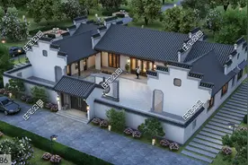 回农村盖个徽派小院吧，堂屋、K歌房全都有，26×20米一层户型分享图片