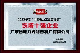 广东省电力线路器材厂有限公司荣获2022年度“铁塔十强企业”称号图片
