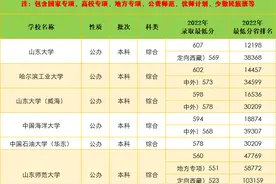 2022年山东各大高校（综合）省内录取最低分及最低分省排名图片