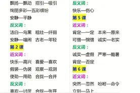 三年级上册语文1-8单元近义词汇总，二升三暑期预习必备图片