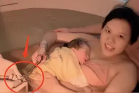 谢依霖晒生产视频为儿子庆生，亲自剪脐带，疑因不舍花钱拒打无痛图片
