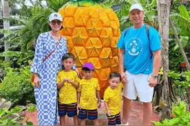 胡杏儿老公晒一家五口出游照 五人手拉手画面温馨图片