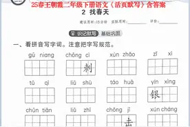 25春王朝霞二年级下册：语文《活页默写》含答案，精准配套提升！图片