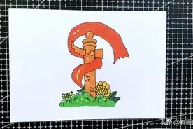 国庆节创意儿童画，彩色线描简笔画风格，收藏备用图片
