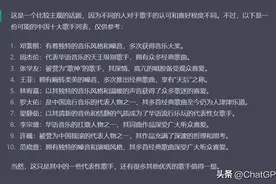 ChatGPT评中国十大歌手图片