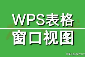 自学WPS表格4：窗口视图图片
