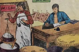 1959年大跃进时期的公共食堂宣传画：手里有粮，不怕灾荒图片