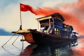 我家的折纸红船图片
