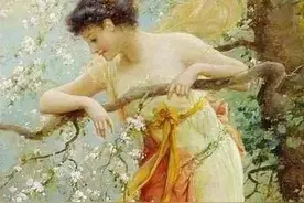 欣赏油画—沐浴在花丛中的女孩，永远不会衰老图片