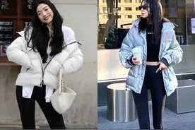 今冬火了一种穿法叫“上半身羽绒服，下半身无痕裤”，保暖又时髦图片