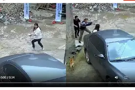 湖南衡阳一女子徒手推停溜坡车，护住身后老人图片