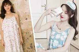 可爱碎花吊带睡裙，在家也能美到不行图片