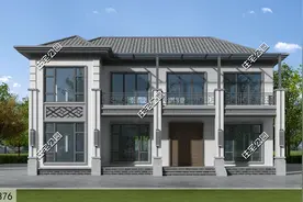 16×14米带室外楼梯的二层新中式别墅，南北通透，舒适至极图片