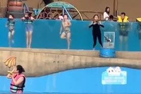 小男孩在泳池里忘我跳舞，“他可能不知道是透明的”（视频来源：@马玛玲. ）图片