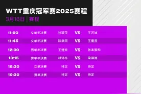 WTT重庆冠军赛收官日赛程：王楚钦VS张本智和图片