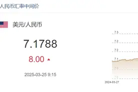 3月25日人民币对美元中间价报7.1788元 下调8个基点图片