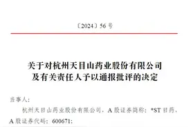 V观财报｜“中药制剂第一股”*ST目药及5人被通报批评图片