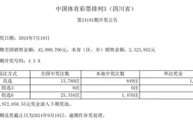 中国体育彩票7月19日开奖结果图片