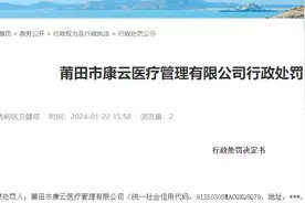罚款1万，莆田市康云医疗管理有限公司违反医疗机构管理条例被罚图片