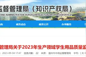 浙江省温州市市场监管局公布24批次学生用品质量监督抽查结果图片