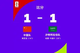 继续加油！中国队上半场1-1平沙特图片