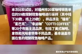 市面59款现制现售咖啡中，均检测出低含量致癌物“丙烯酰胺”，涉及“瑞幸”“星巴克”……图片