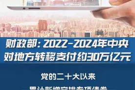 2022-2024年中央对地方转移支付约30万亿元图片