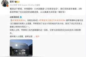 雷军：看到苹果取消造车非常震惊！小米造车是坚定战略选择图片