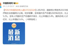 国家统计局公报：2023年国民总收入超125万亿元图片