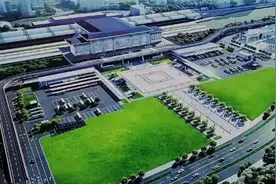 沈白高铁抚顺站综合交通枢纽工程紧张施工图片