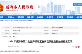 山东省威海市市场监督管理局公示2024年第二批生产领域工业产品质量监督抽查结果图片