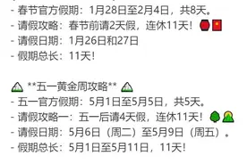 机票搜索暴涨3倍，2025年请假攻略来了！最长请3休12......图片